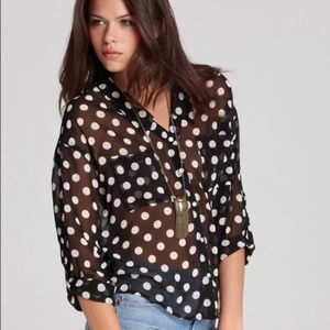 | Free People | Easy Rider sheer polka dot blouse